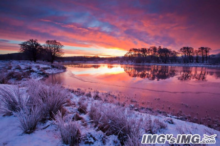 winter water sunset snow dust dawn reflection 